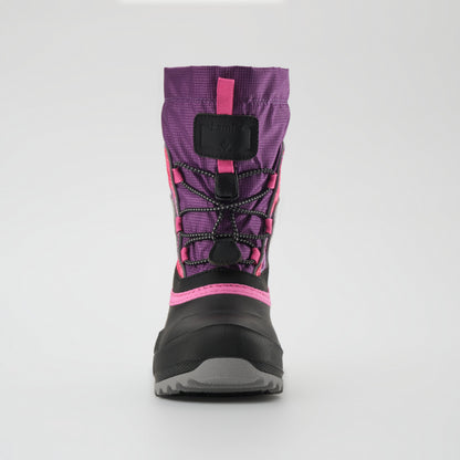 Purple-Pink : Snowfall P 3 Kids Winter Boots - Front View