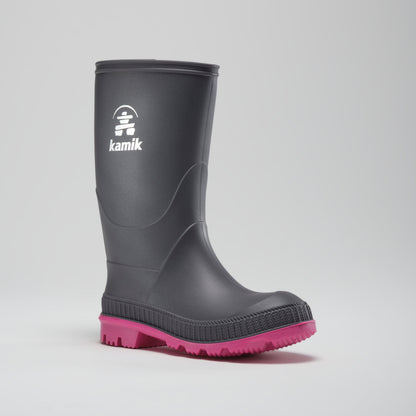 Charcoal-Magenta : Stomp Kids' Rain Boots - Main View