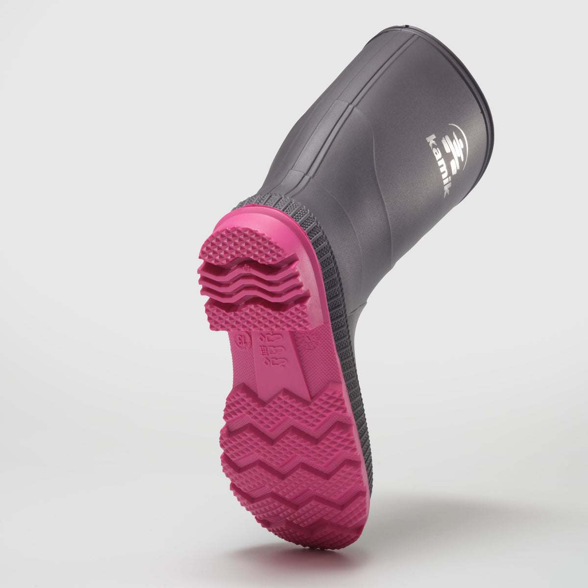 Charcoal-Magenta : Stomp Kids' Rain Boots - Oustole View