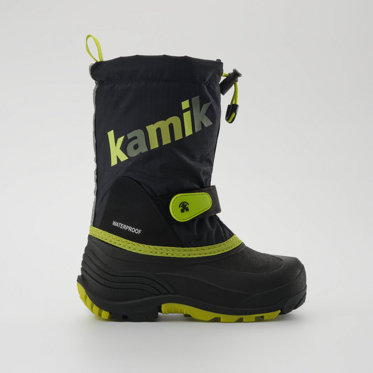 Black-Green : Waterbug 5 Kids Winter Boots - Side View