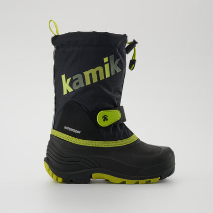 Black-Green : Waterbug 5 Kids Winter Boots - Side View