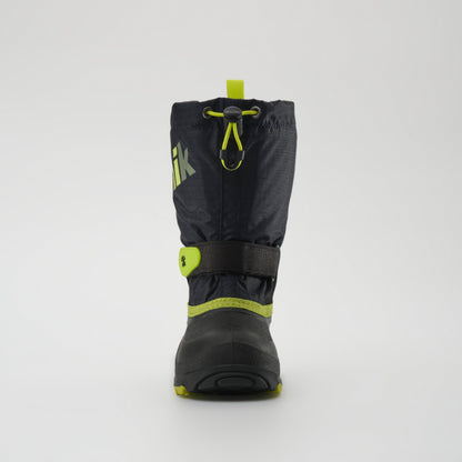 Black-Green : Waterbug 5 Kids Winter Boots - Front View